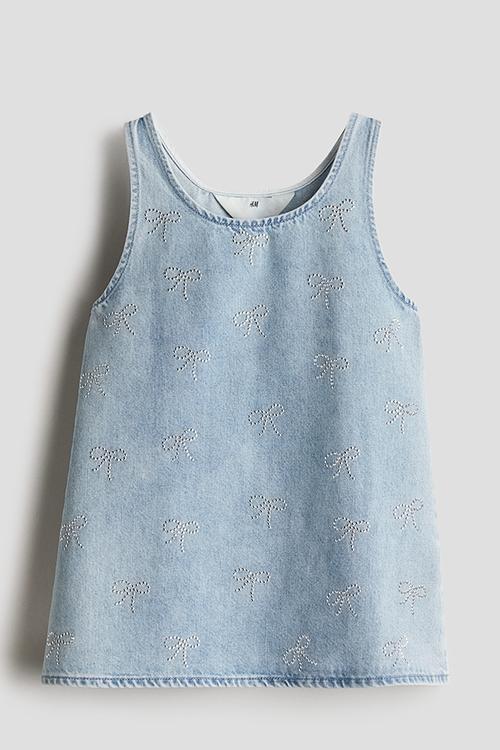Embellished denim dress - light denim blue bows