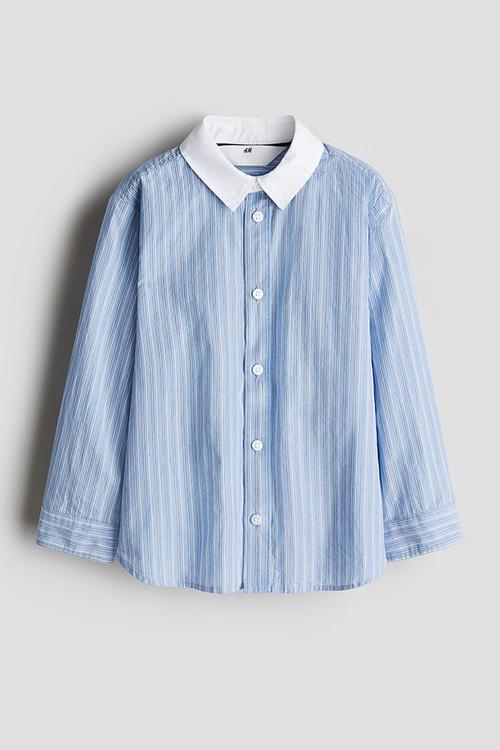 Cotton shirt - light blue striped