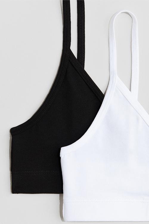 2-Pack v-neck crop tops - black & white