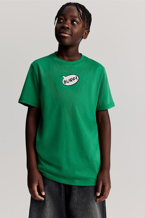 Print-motif cotton T-shirt - green garfield