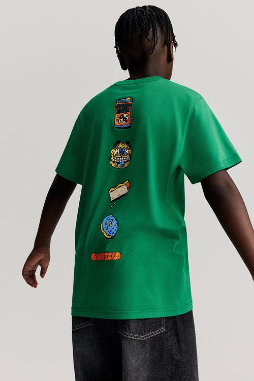 Print-motif cotton T-shirt - green garfield