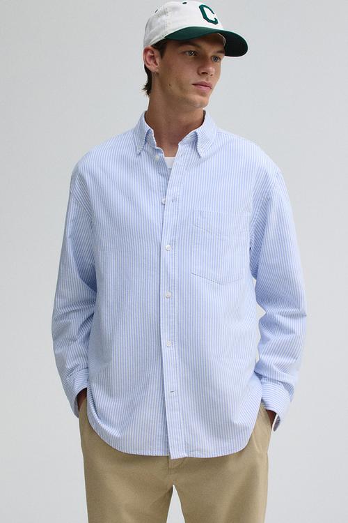 Regular fit oxford shirt - light blue striped