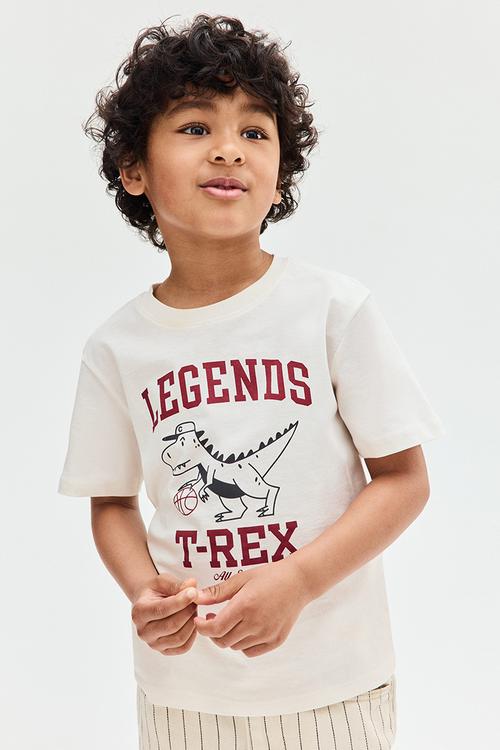 Printed cotton T-shirt - white legends t-rex