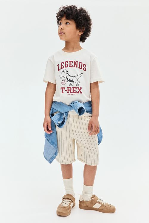 Printed cotton T-shirt - white legends t-rex