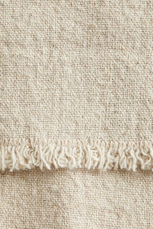 Linen-blend fringed table runner - light beige