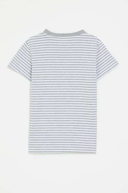 Truck embroidered tee - grey stripes