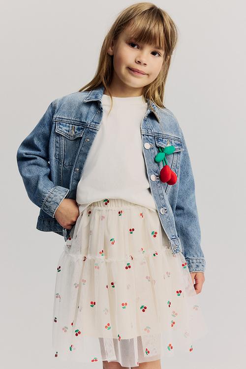 Tulle skirt - light beige cherries