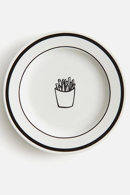 Small porcelain plate - white/chips