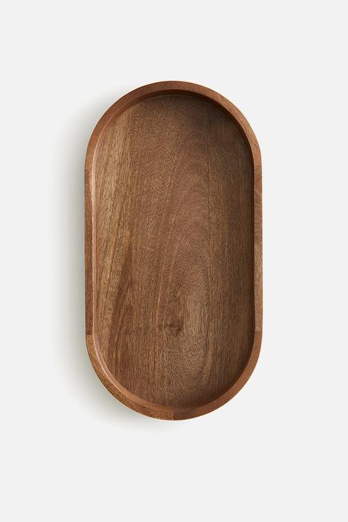 Oval mango wood tray - brown