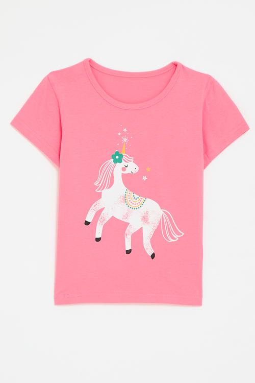 Unicorn graphic tee - flamingo pink