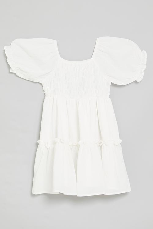 Puff sleeve dress - snow white