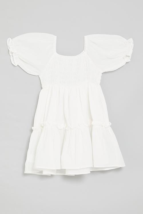 Puff sleeve dress - snow white