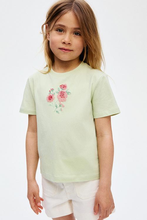 Motif-detail T-shirt - light green