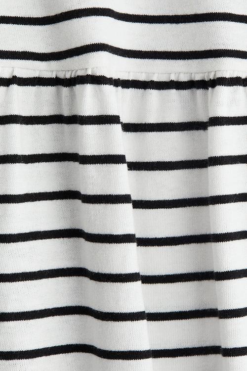 Printed cotton dress - white & black striped