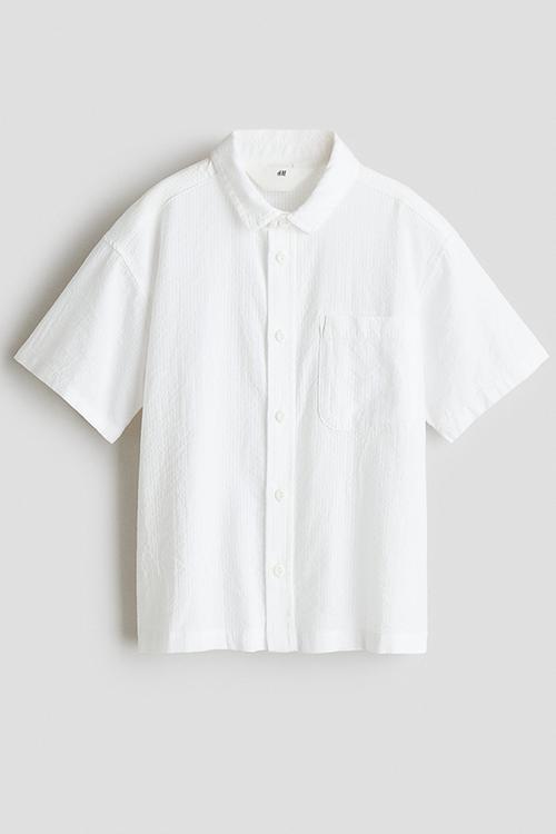 Cotton seersucker shirt - white
