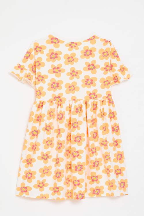 Floral all-over print dress - white/orange