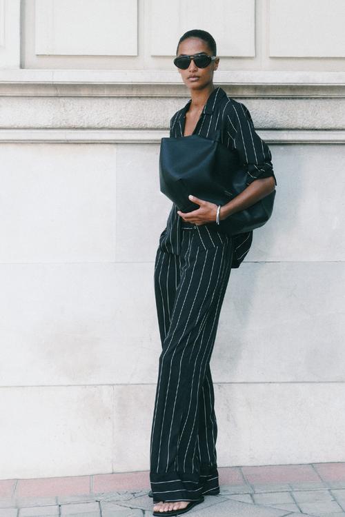 Twill resort shirt - black pinstriped