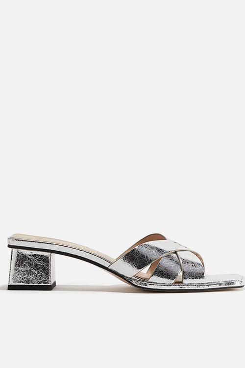Block-heeled sandals - silver coloured
