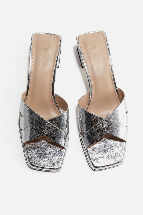 Block-heeled sandals - silver coloured