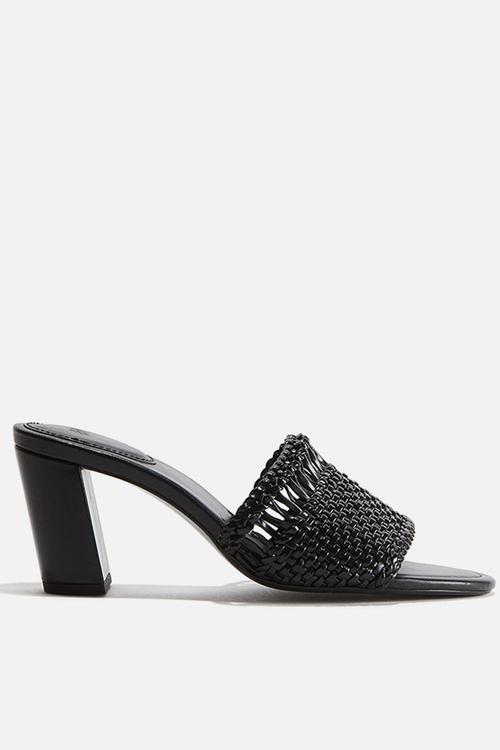 Braided heeled sandals - black