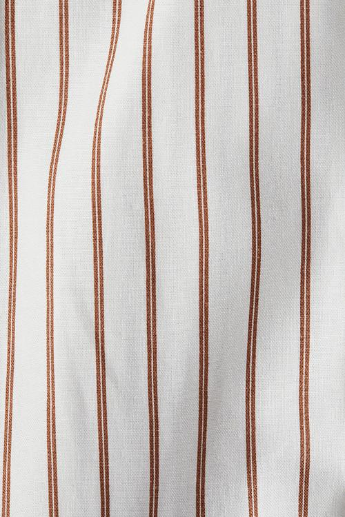 Wide linen-blend trousers - white & brown striped