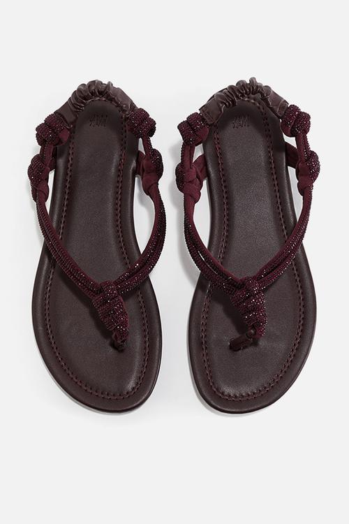 Rhinestone-embellished sandals - burgundy