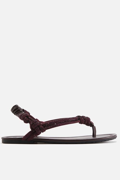 Rhinestone-embellished sandals - burgundy