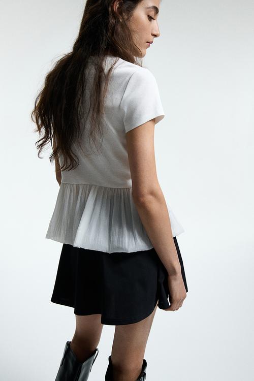 Circular mini skort - black