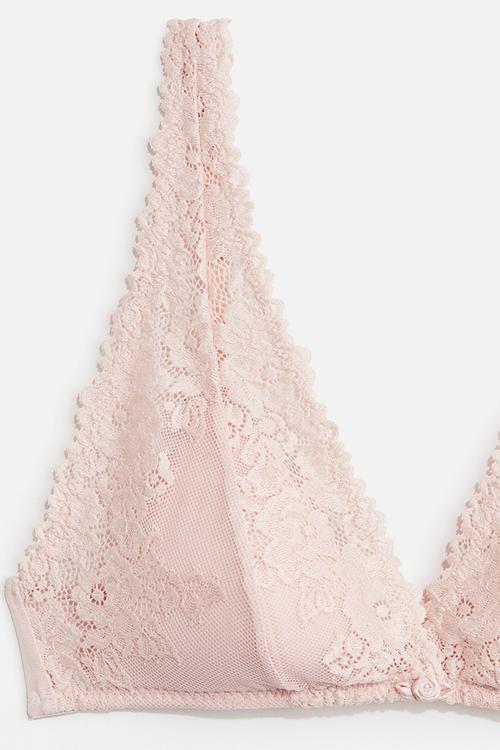 Padded soft lace bra - light pink 