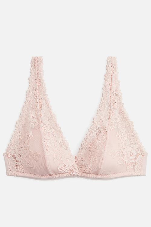 Padded soft lace bra - light pink 