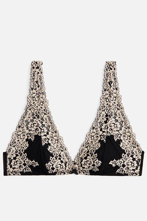 Padded soft lace bra - black/cream