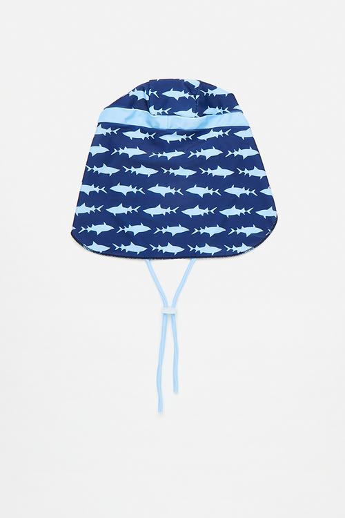 Swimming cap - navy/light blue/sharks