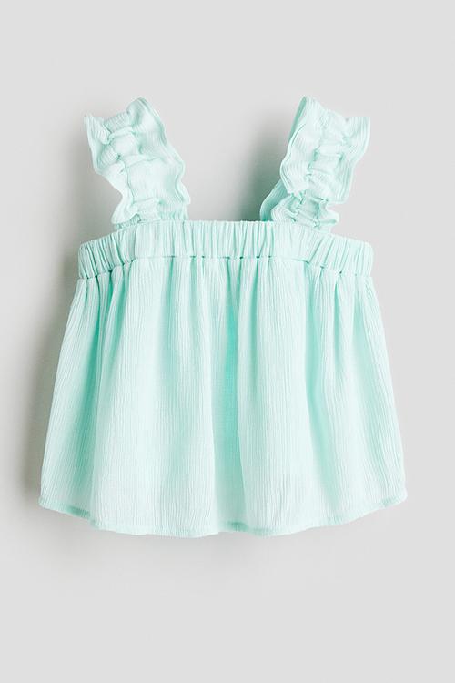 Crinkled chiffon top - turquoise