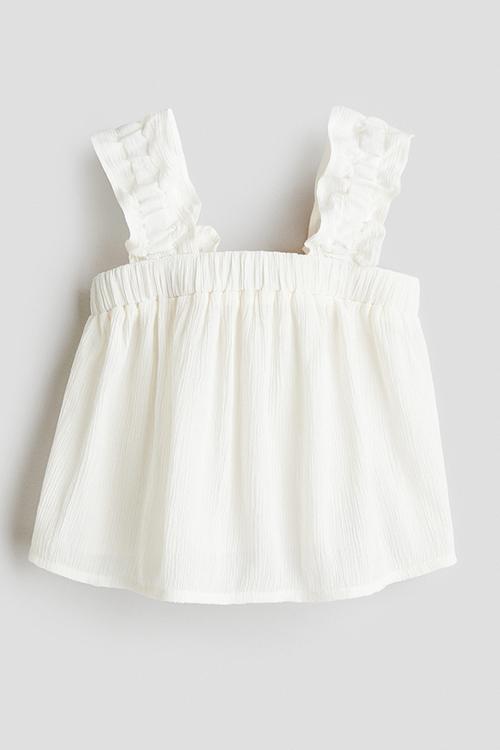 Crinkled chiffon top - white