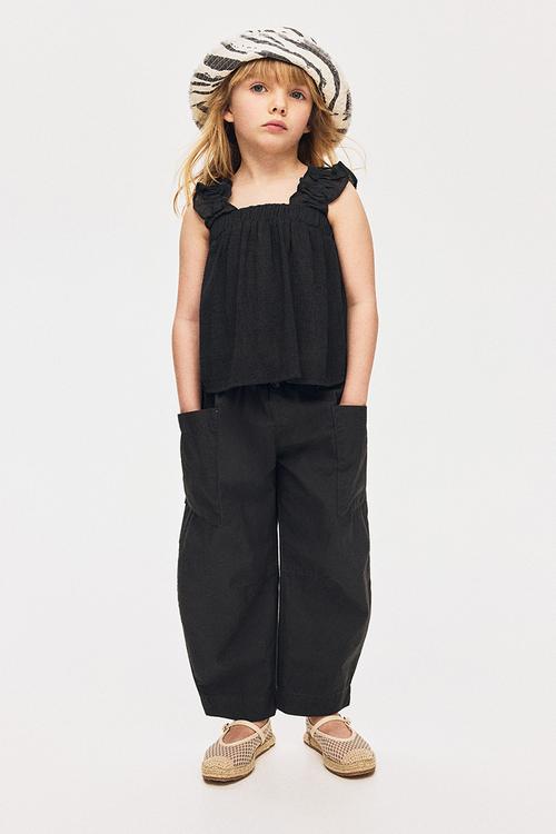 Crinkled chiffon top - dark grey 