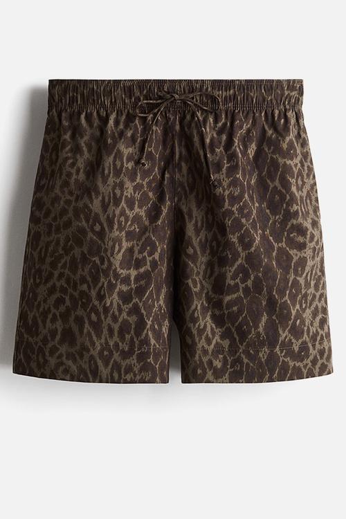 Cotton drawstring shorts - beige/leopard print