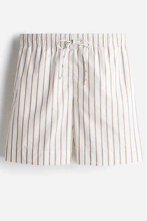 Cotton drawstring shorts - white/beige striped