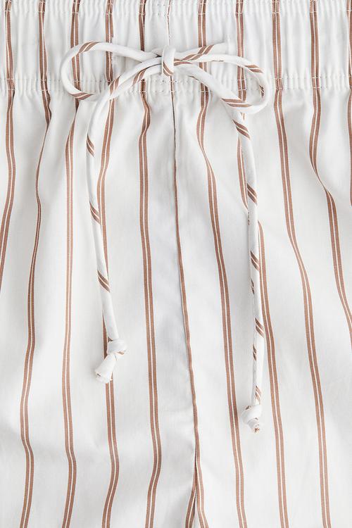 Cotton drawstring shorts - white/beige striped
