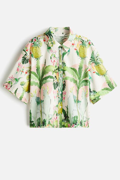 Patterned cotton shirt - light pink/patterned