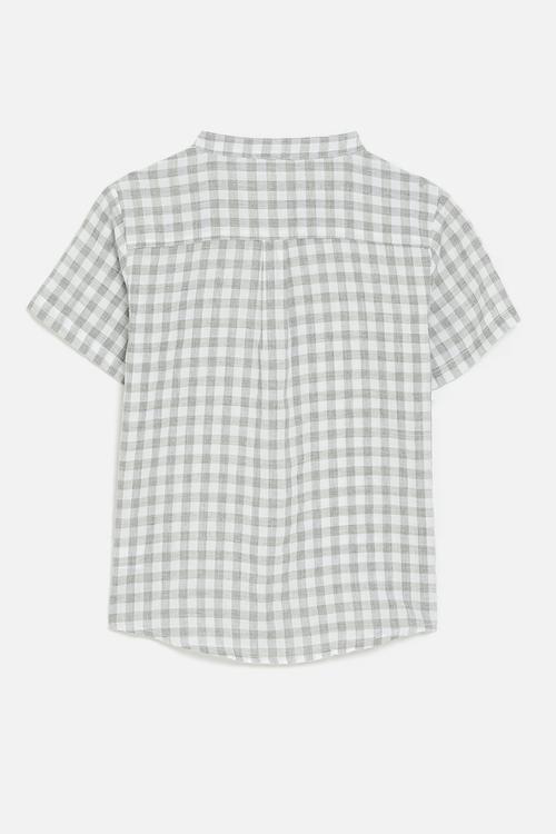 Mandarin collar shirt - grey check