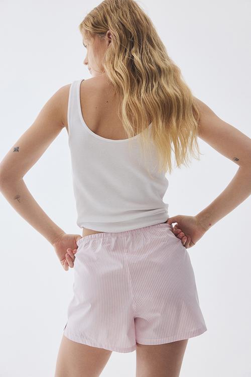 2-pack cotton poplin pyjama shorts -  pink/striped 