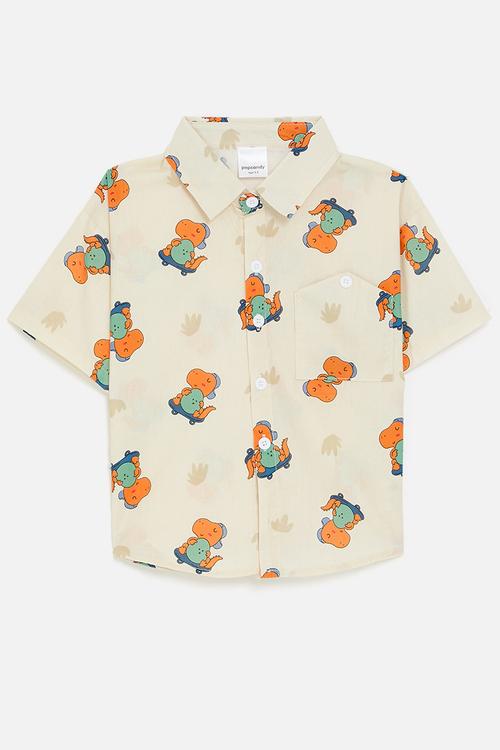 Skater dino all-over-print shirt - beige