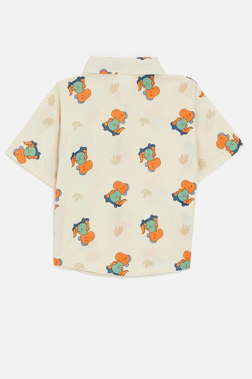Skater dino all-over-print shirt - beige