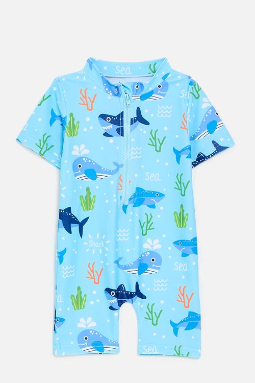 Baby swimsuit - blue/sharks
