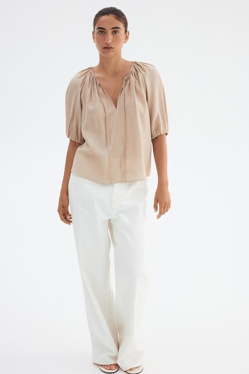Balloon-sleeved blouse - beige