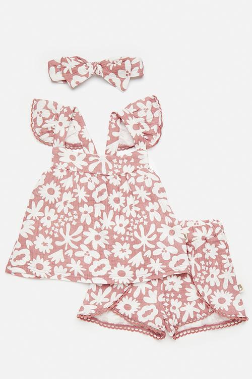 Apron dress & short set- floral