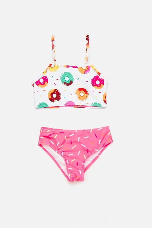 2 Piece bikini set - white/pink/donuts