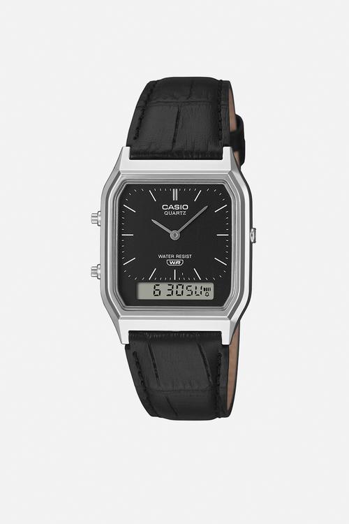 Casio Anadigi - Silver Black Leather