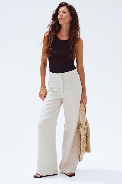 Linen-blend trousers - beige