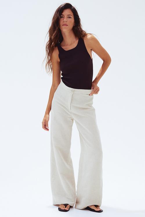 Linen-blend trousers - beige